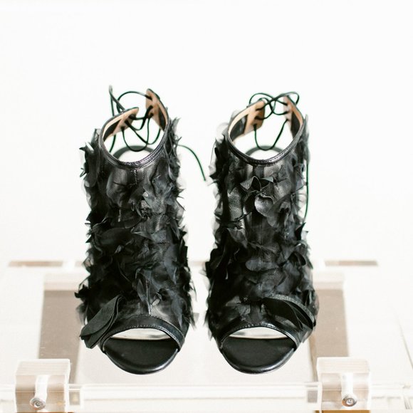 Badgley Mischka Desire Open-Toe Bootie 7 Black - Picture 6 of 14